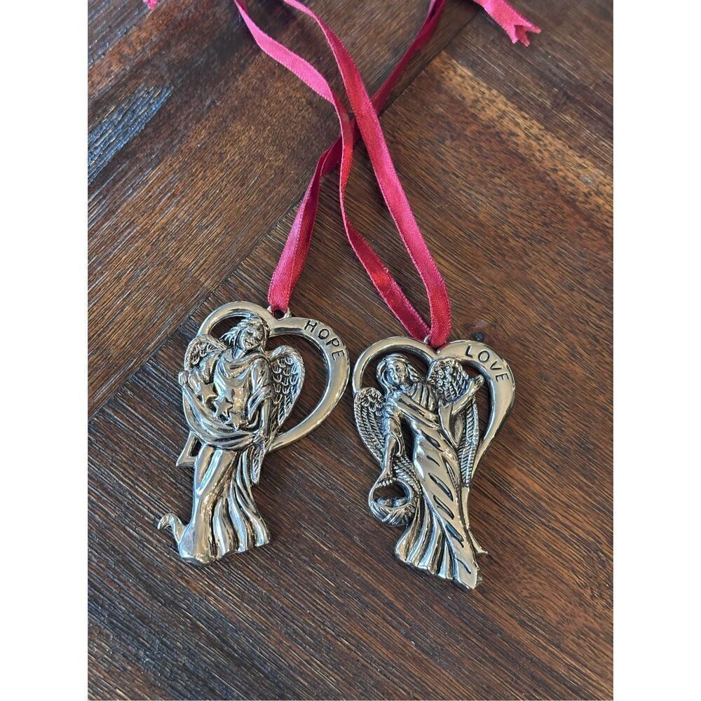 Gorham Faith and Hope silver plated ornaments
